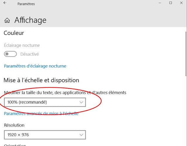 Affichage Windows 10
